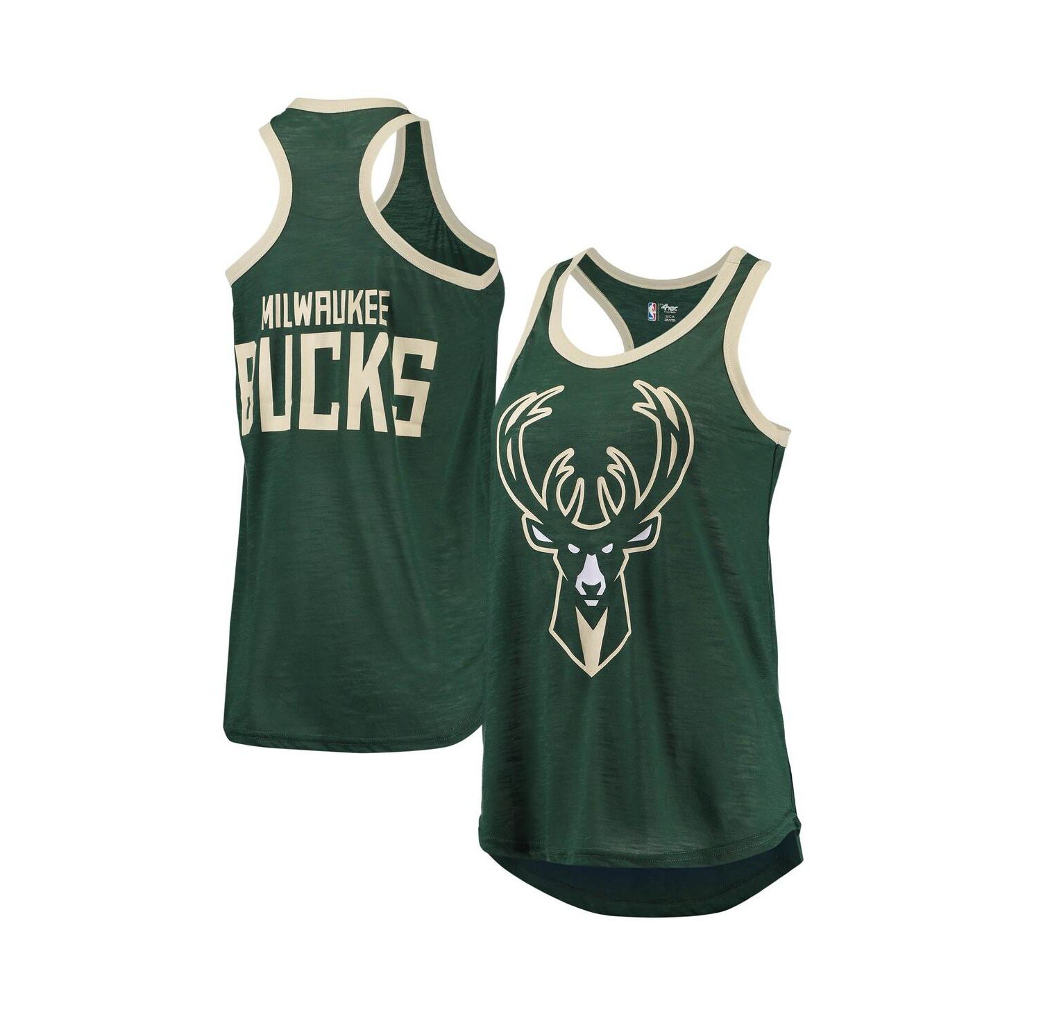 Women's Hunter Green Milwaukee Bucks Showdown Scoop-Neck Racerback Tank Top
