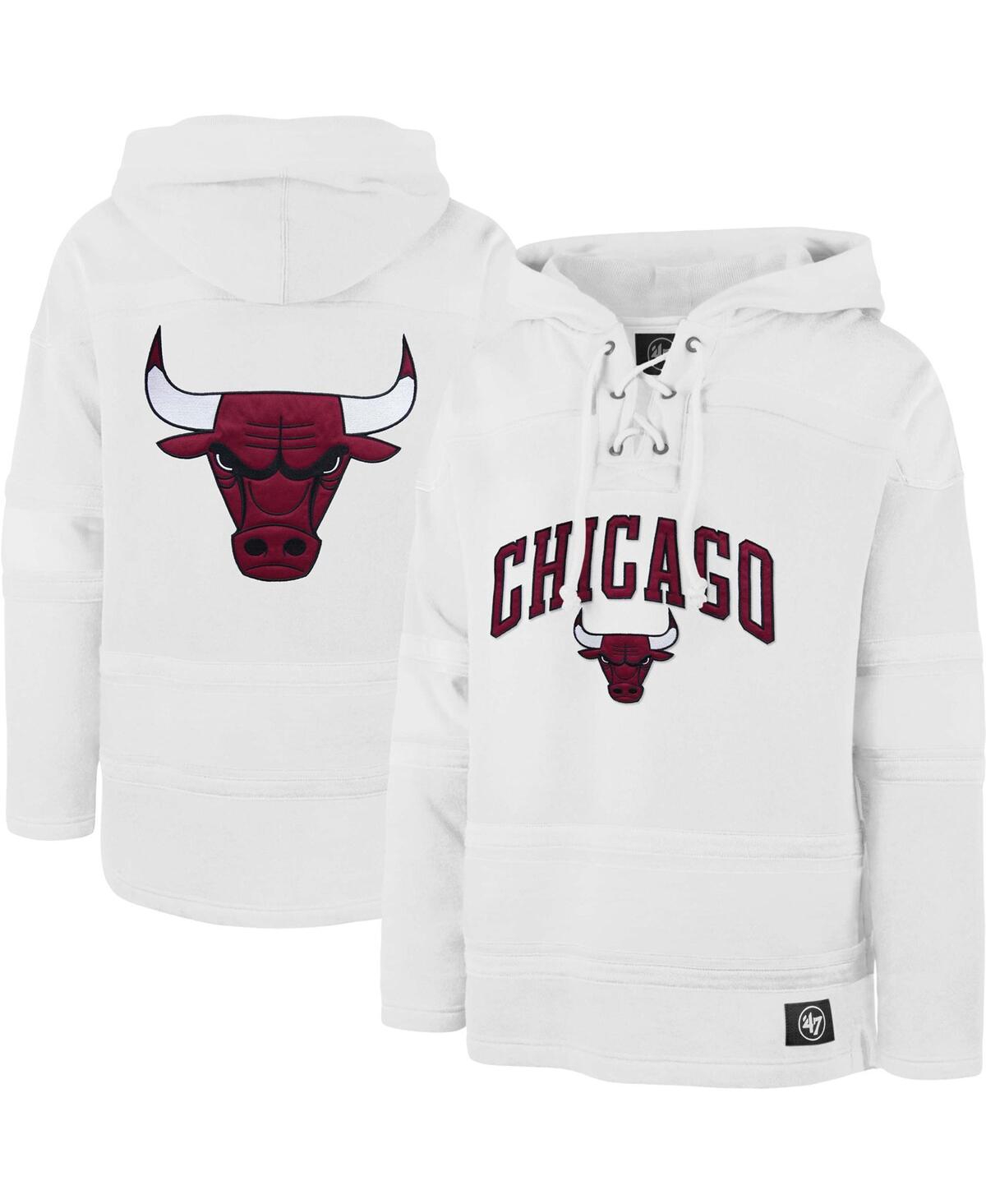 Men's '47 BrandChicago Bulls 2022/23 Pregame Mvp Lacer Pullover Hoodie - City Edition - White