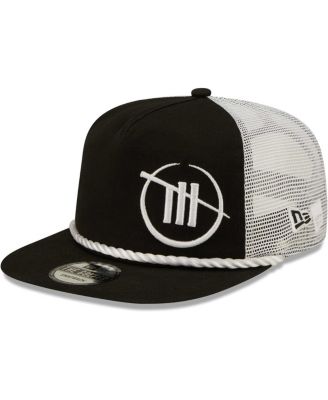 Men's Black, White TRACKHOUSE RACING Golfer Trucker Snapback Hat