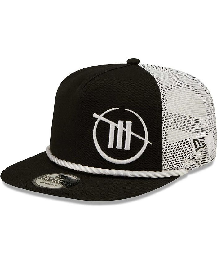 New Era Men's Black, White TRACKHOUSE RACING Golfer Trucker Snapback