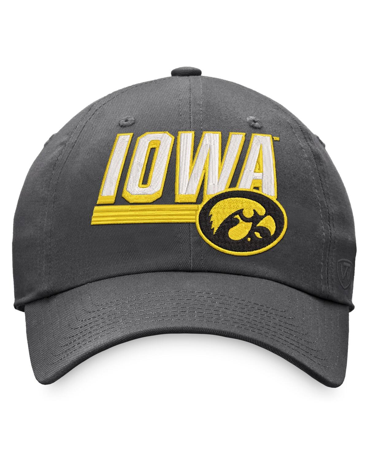 Top Of The World Charcoal Iowa Hawkeyes Slice Adjustable Hat In Charcoal