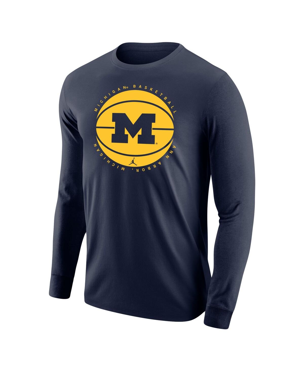 Men's JordanMichigan Wolverines Basketball Long Sleeve T-shirt - Navy