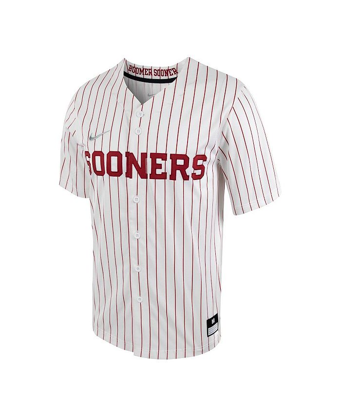 Nike Men's White, Crimson Oklahoma Sooners Pinstripe Replica Full ...