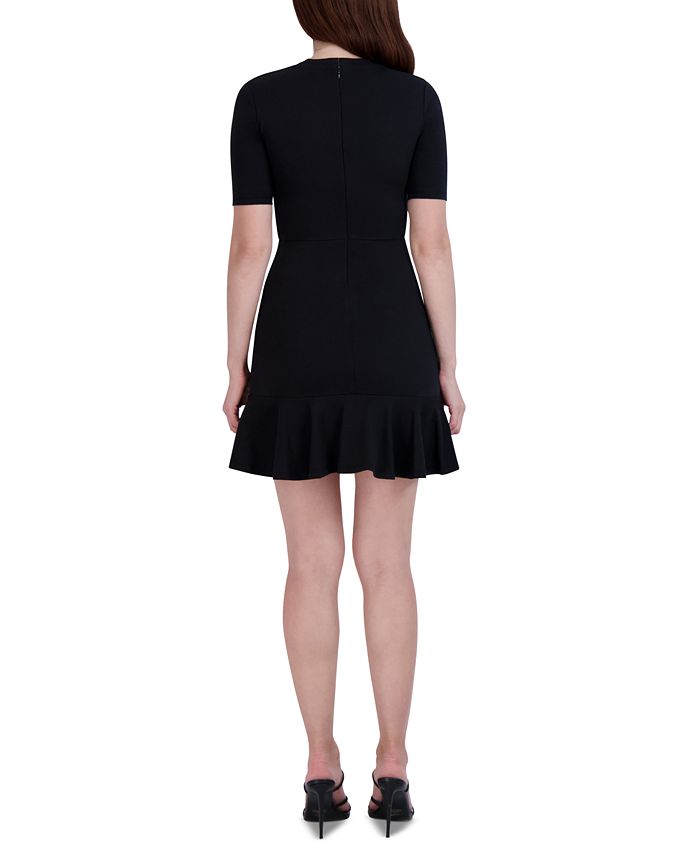 BCBGeneration Women's Ruched Mini Dress - Metallic Polka Dot, Ruffled Hem, Bodycon Fit - View #4