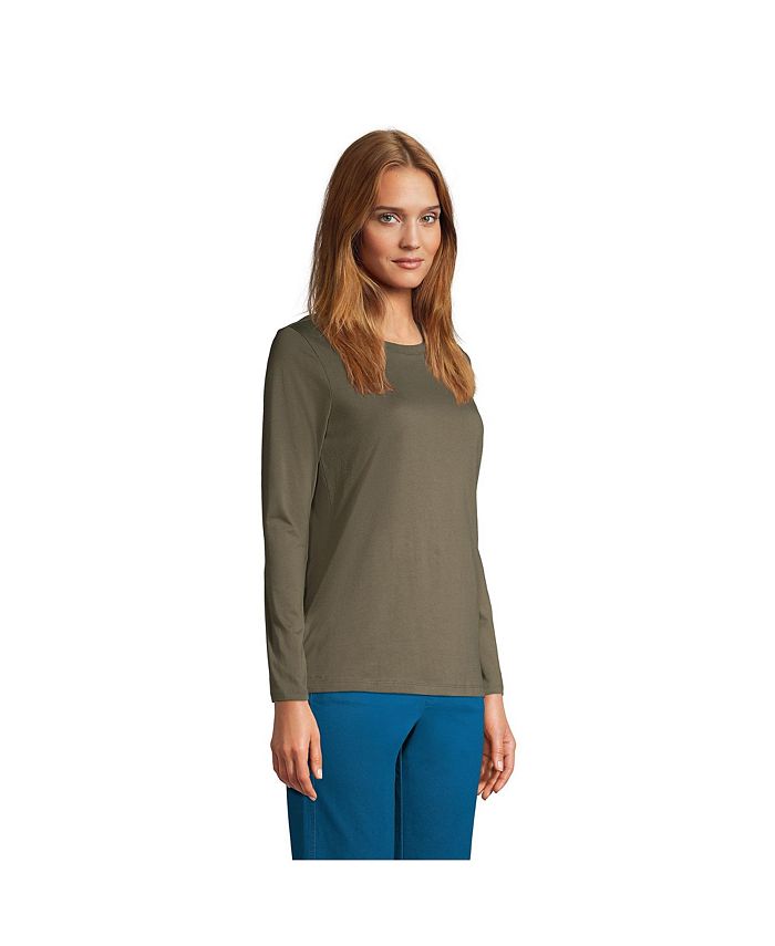 Lands' End Women's Relaxed Supima Cotton Long Sleeve Crewneck TShirt