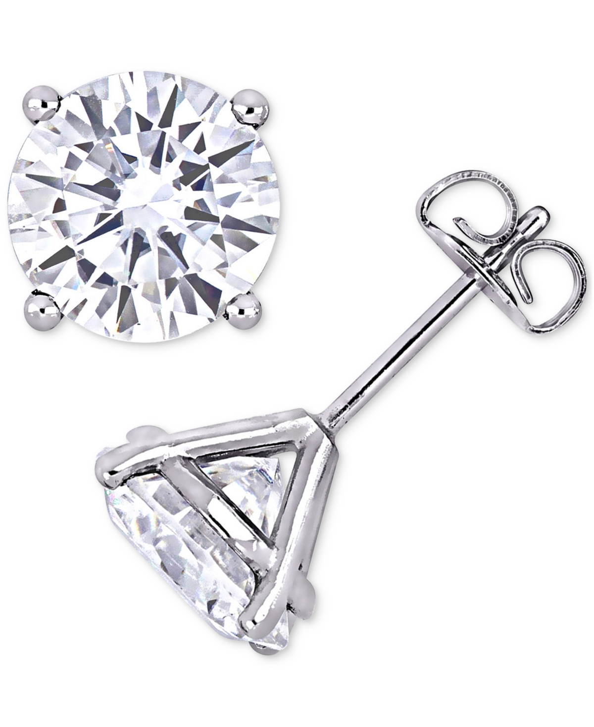 Macy's Lab-created Moissanite Stud Earrings (4 Ct. T.w.) In 14k White Gold