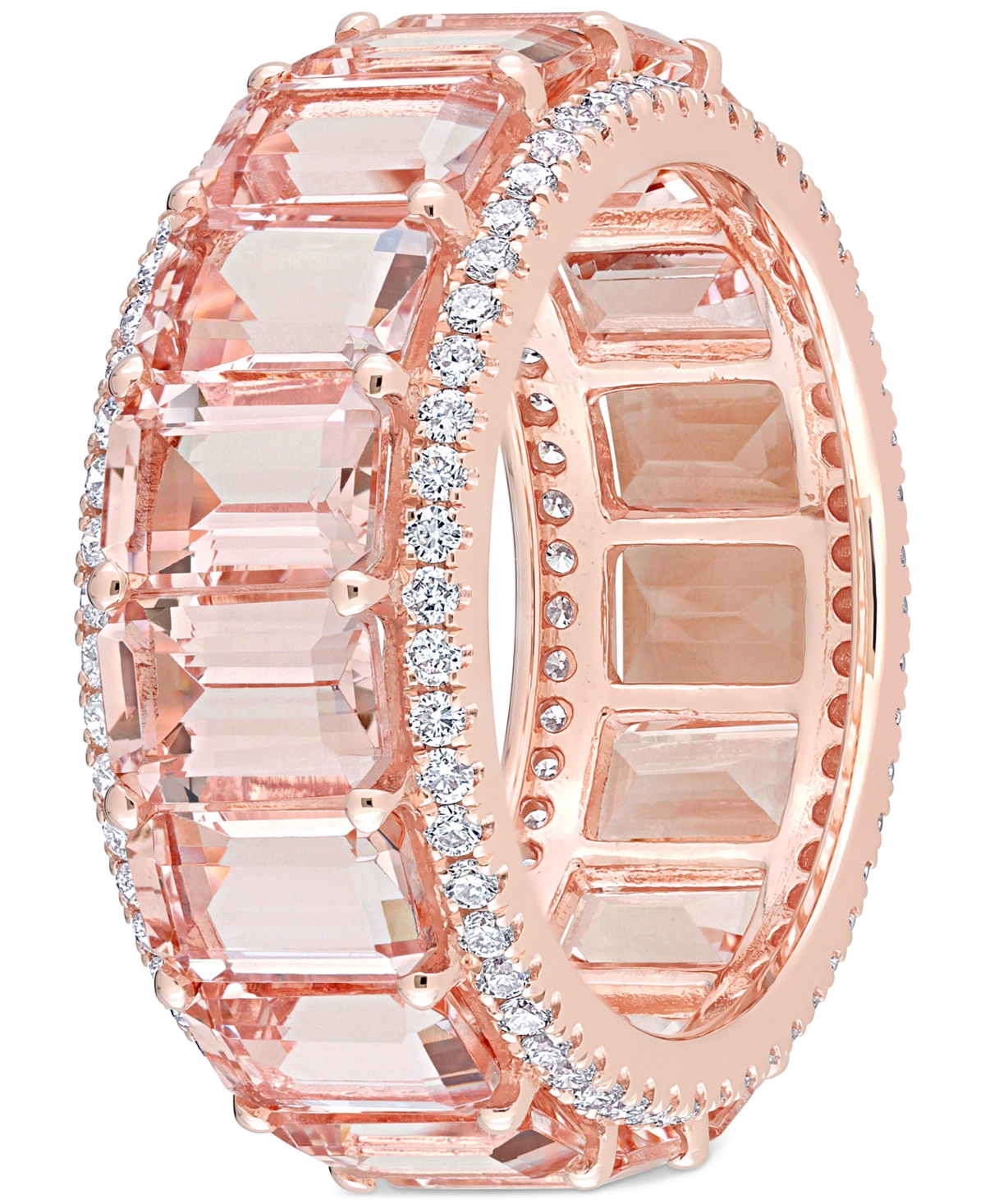(8-3/4 ct. t.w.) & Diamond (5/8 ct. t.w.) Eternity Band in 14k Rose Gold - Morganite
