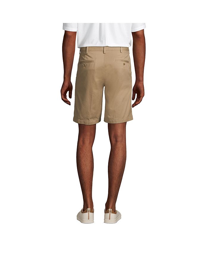Lands' End Men's Comfort Waist Pleated 9 Inch No Iron Chino Shorts - Macy's