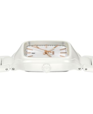 Women's Swiss True Square White High-Tech Ceramic Bracelet Watch 29mm