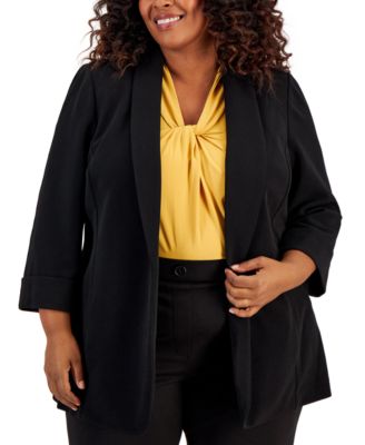 Kasper - Plus Size Shawl-Collar Open-Front Jacket