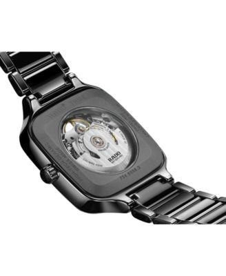 Unisex Swiss Automatic True Square Skeleton Black High-Tech Ceramic Bracelet Watch 38mm