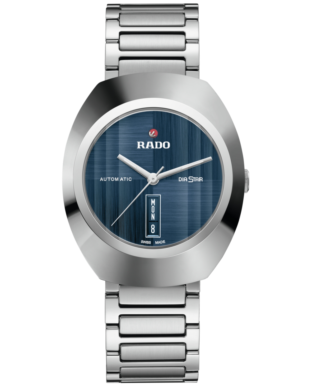 Rado Unisex Swiss Automatic Diastar Original Stainless Steel Bracelet Watch 38mm In Blue