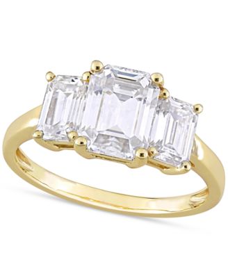 Macy's - Lab-Grown Moissanite Octagon-Cut Three Stone Ring (2-3/4 ct. t.w.) in 10k Gold