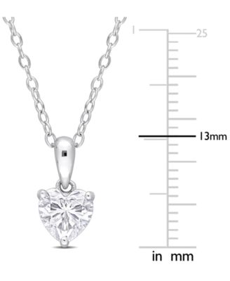 Moissanite Heart Solitaire 18" Pendant Necklace (3/4 ct. t.w.) in Sterling Silver