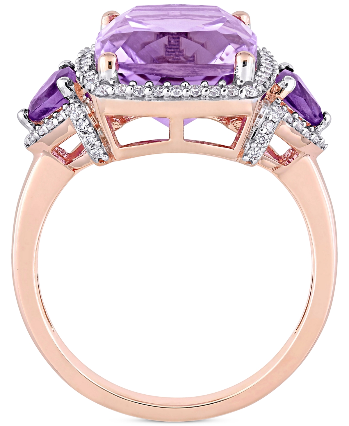 (5-3/8 ct. t.w.) & Diamond (1/3 ct. t.w.) Halo Ring in 14k Rose Gold - Amethyst