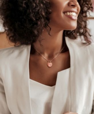 Morganite (5/8 ct. t.w.) & White Topaz (7/8 ct. t.w.) Heart Padlock 18" Pendant Necklace in 18k Rose Gold-Plated Sterling Silver