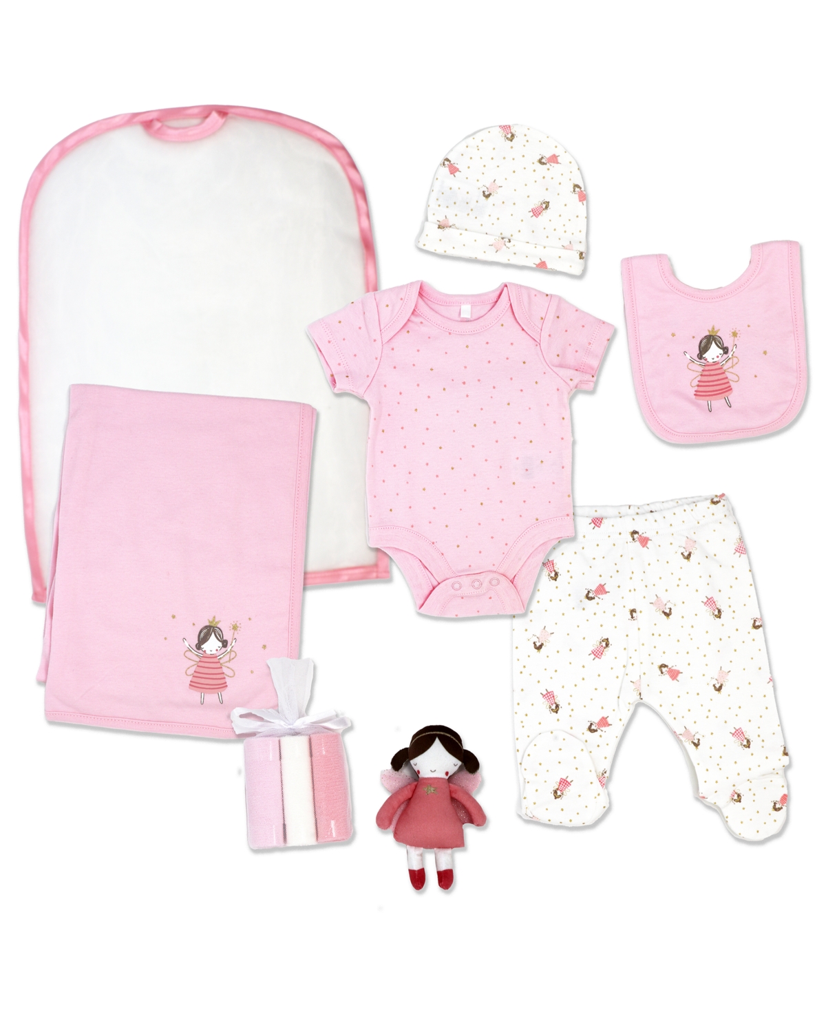 Rock-a-bye Baby Boutique Baby Girls Little Fairy Layette Gift, 10 Piece Set In Light Pink