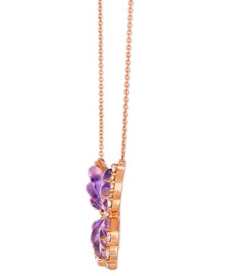 Grape Amethyst (2-7/8 ct. t.w.) & Diamond (1/4 ct. t.w.) Butterfly Pendant Necklace in 14k Rose Gold, 18" + 2" extender