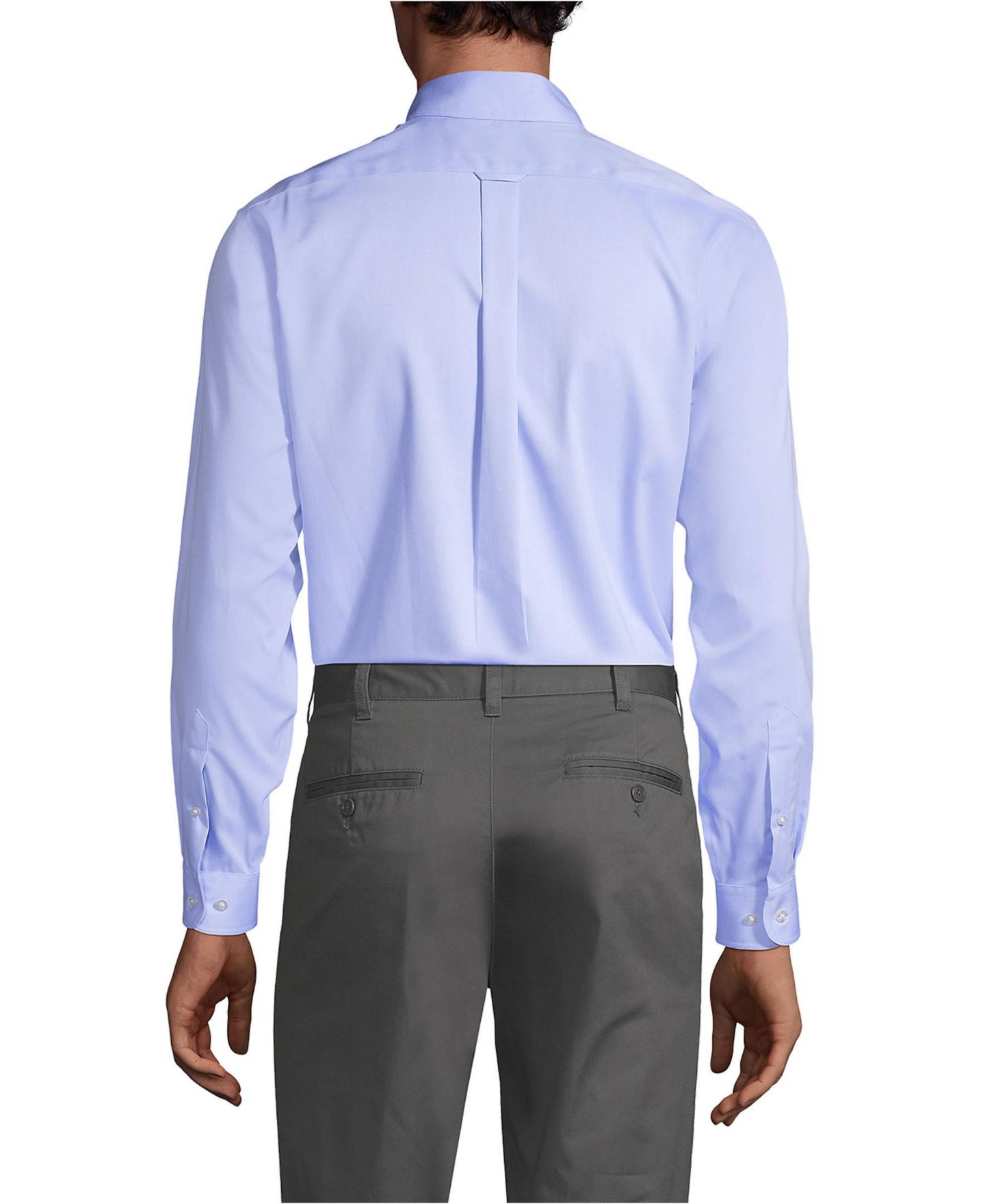 Мужская рубашка Lands' End Long Sleeve No Iron Pinpoint Dress Shirt, цвет: Синий, вариант 1 — фото 6