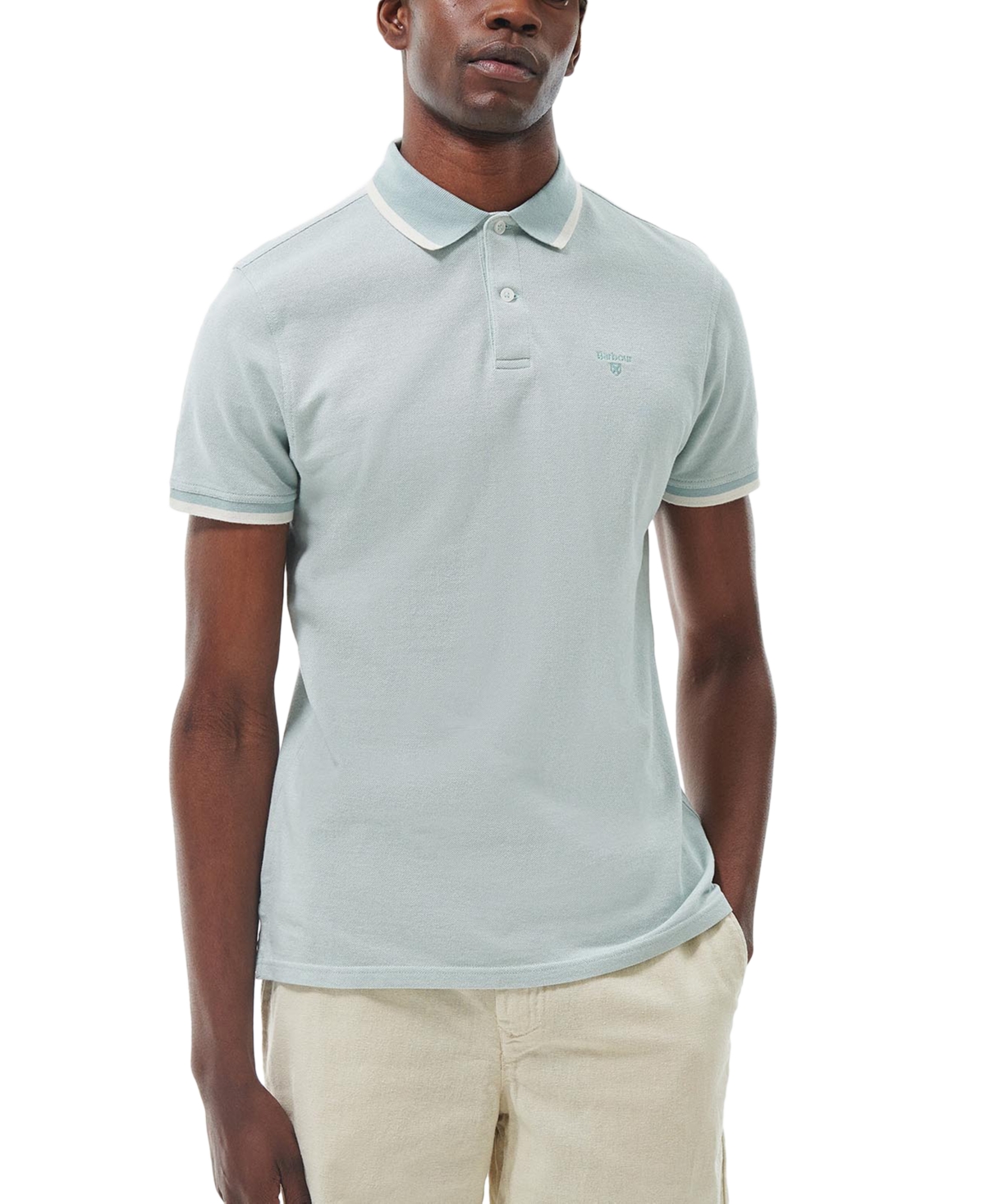 Barbour Men's Barnard Tailored Fit Short Sleeve Polo Shirt In Blue Chalk