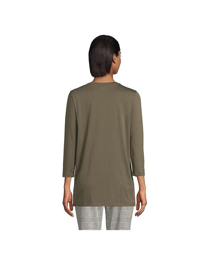 Lands' End Petite 3/4 Sleeve Supima Cotton Crewneck Tunic Macy's