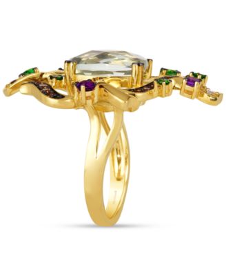 Crazy Collection&reg; Multi-Gemstone (5-1/3 ct. t.w.) & Diamond (3/8 ct. t.w.) Swirling Cluster Statement Ring in 14k Gold