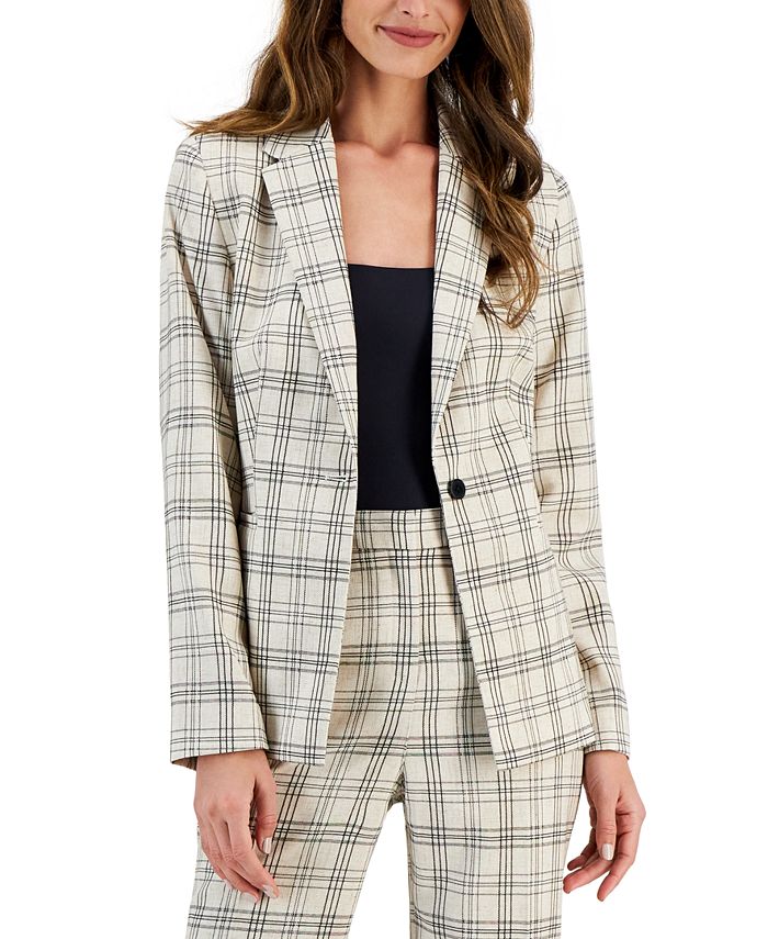 Tahari plaid shop blazer