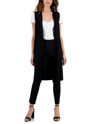 Popana Women's Long Sleeveless Duster Cardigan - Lightweight Open Front Vest, Plus Size, Made In USA