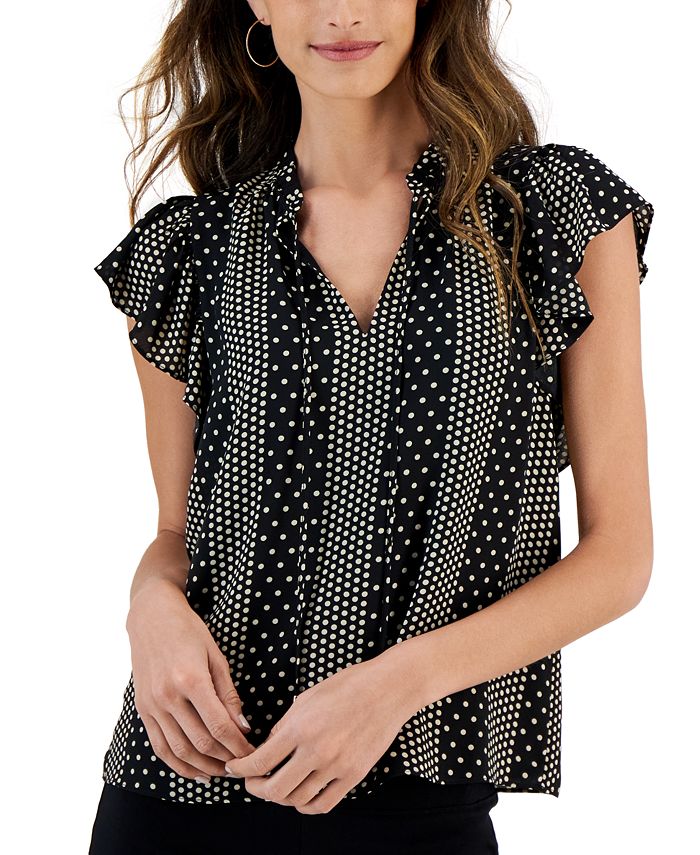 Macys flutter sleeve deals top
