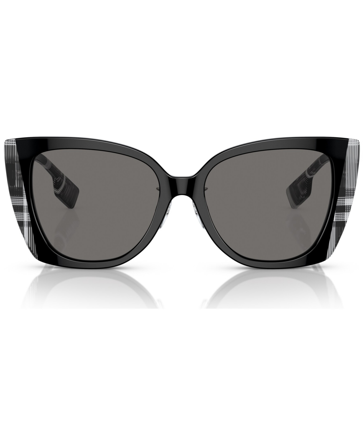 Shop Burberry Women's Polarized Low Bridge Fit Sunglasses, Meryl In Black,check White Black