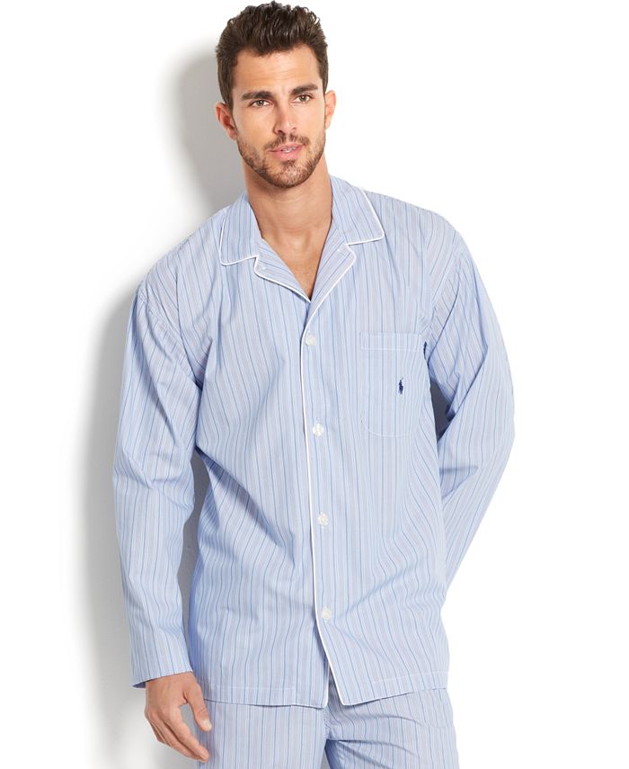 Polo Ralph Lauren Big and Tall Blue Andrew Stripe Men's Pajama Top - Macy's