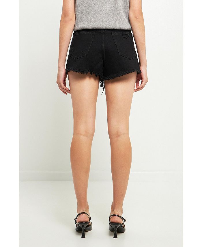 Grey Lab Women's Destroyed Denim Shorts - Macy's