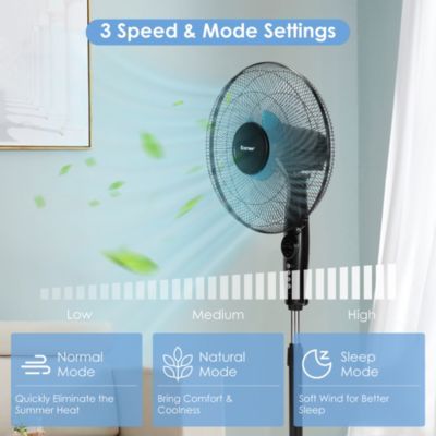 16'' Adjustable Oscillating Pedestal Fan Dual Blades w/Remote Control