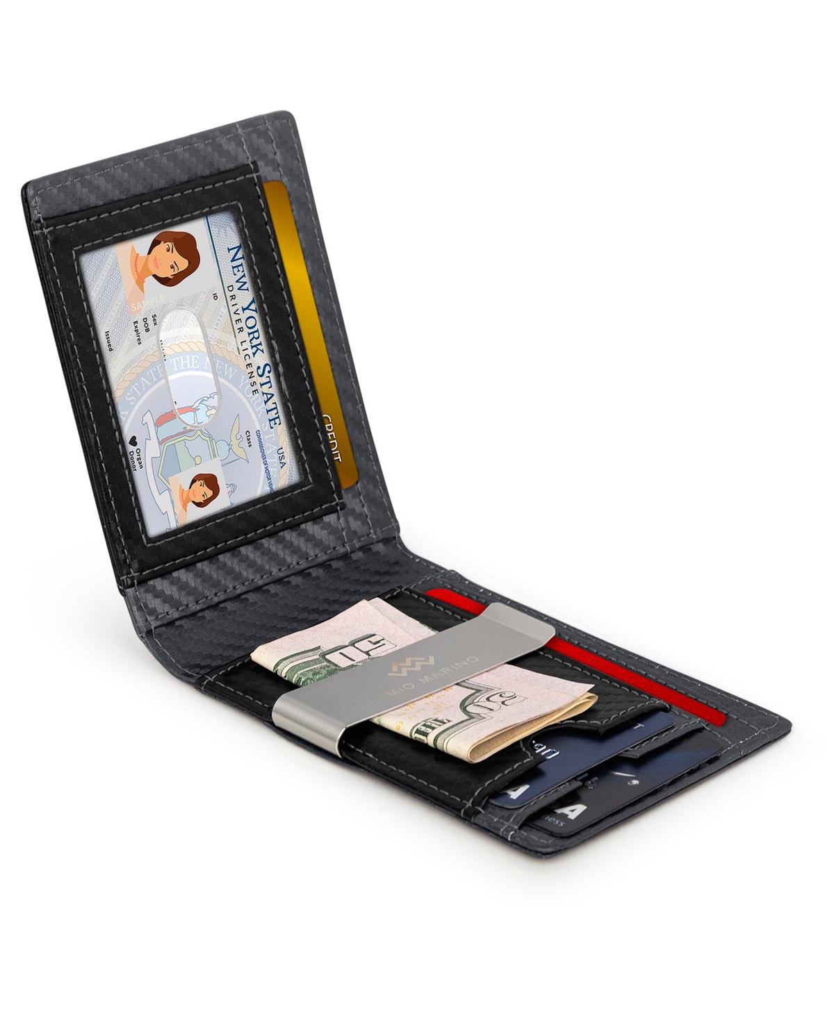 Men's Slim Bifold Wallet with Money Clip