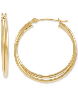 Macy's - Polished Double Tube Small Hoop Earrings in 14k Gold, 1"