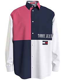 Men&apos;s Colorblocked Long Sleeve Button Front Shirt