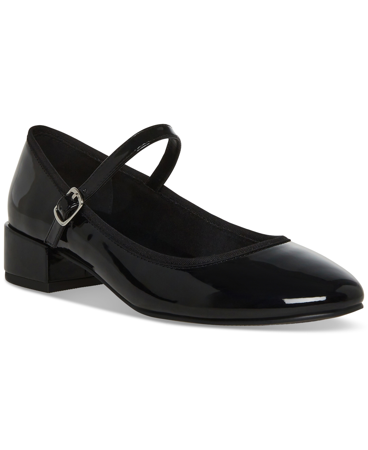 Shop Madden Girl Tutuu Block-heel Mary Jane Flats In Black Patent
