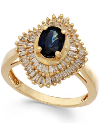Macy's - Sapphire (9/10 ct. t.w.) and Diamond (1/2 ct. t.w.) Ring in 14k Gold