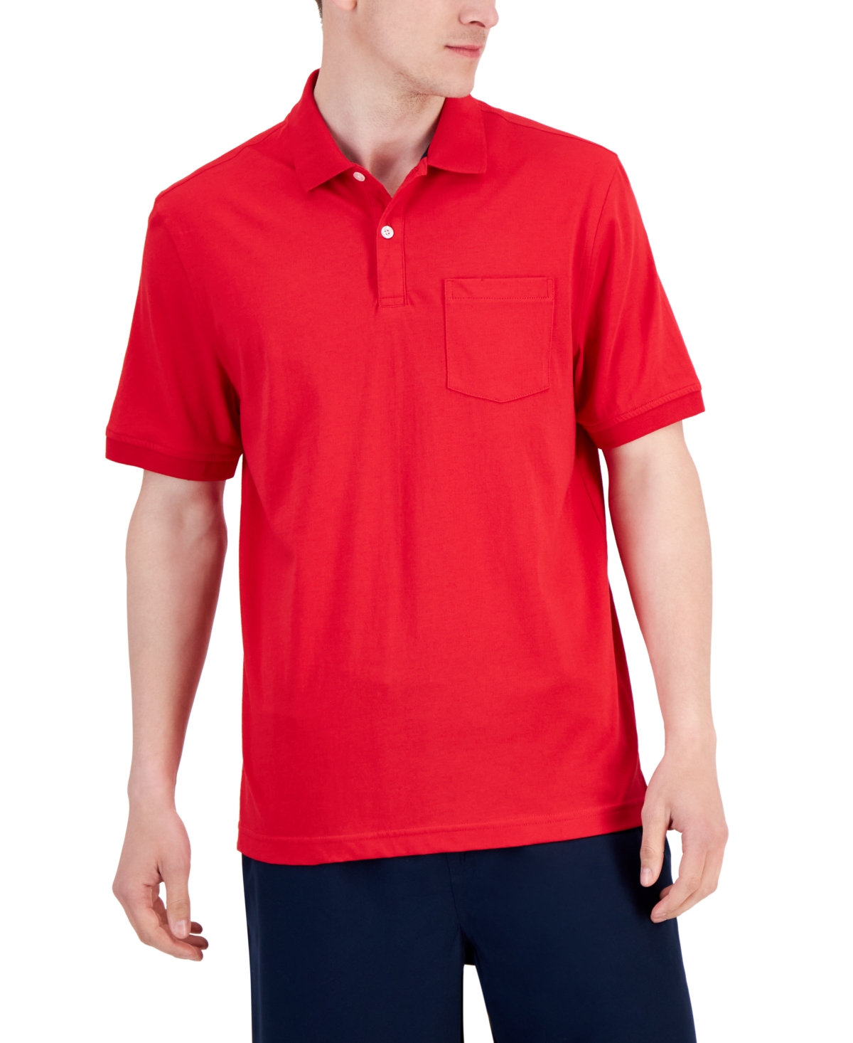 Club Room Men's Solid Jersey Polo With Pocket, Created For Macy's In Fire
