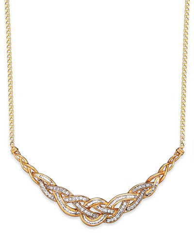 Wrapped in Love™ Diamond Woven Frontal Necklace in 10k Gold (1 ct. t.w.)
