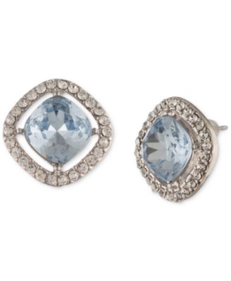 Givenchy - Silver-Tone Light Sapphire Crystal Button Earrings