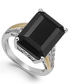 Onyx (10-1/2 ct. t.w.) and Diamond Accent Ring in Sterling Silver and 14k Gold