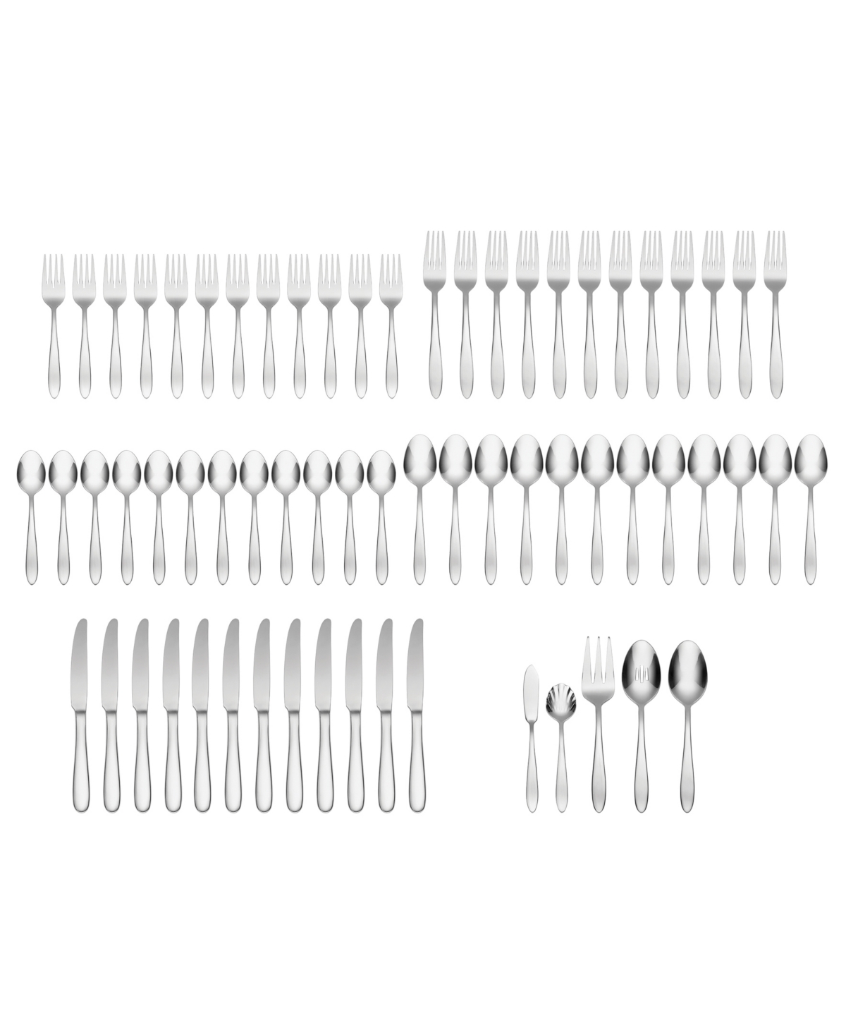 Oneida Mooncrest 65 Piece Everyday Flatware Set, Service For 12 In Metallic And Stainless