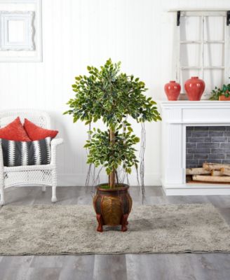 59” Variegated Ficus Artificial Tree in Decorative Planter