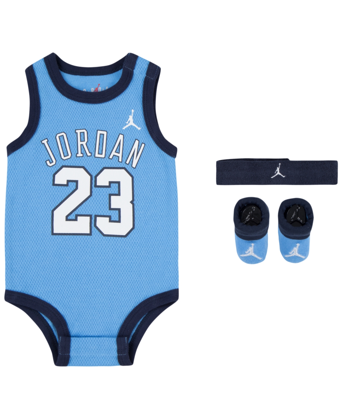 Jordan Baby Boys And Baby Girls 3 Piece Mesh Jersey Box Set In University Blue
