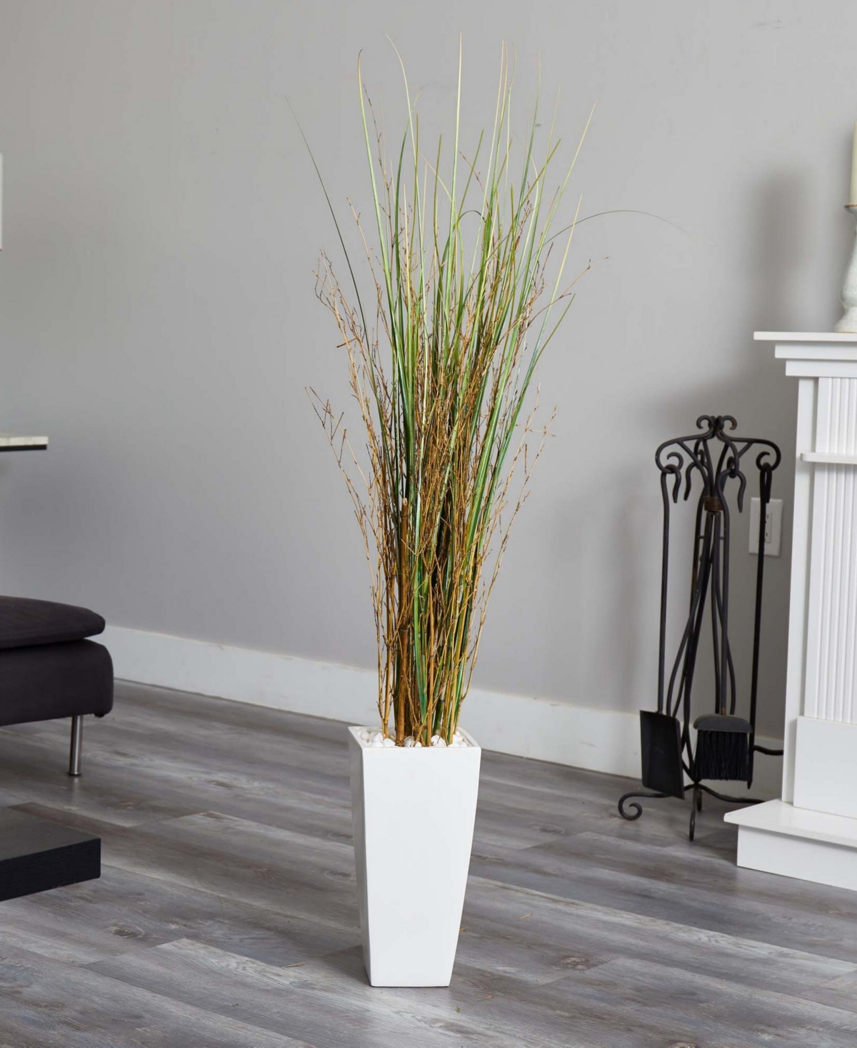 NEARLY NATURAL ARTIFICIAL GRASS PLANT IN WHITE TOWER CERAMIC 