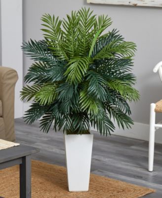 45" Areca Palm Artificial Plant in White Tower Planter