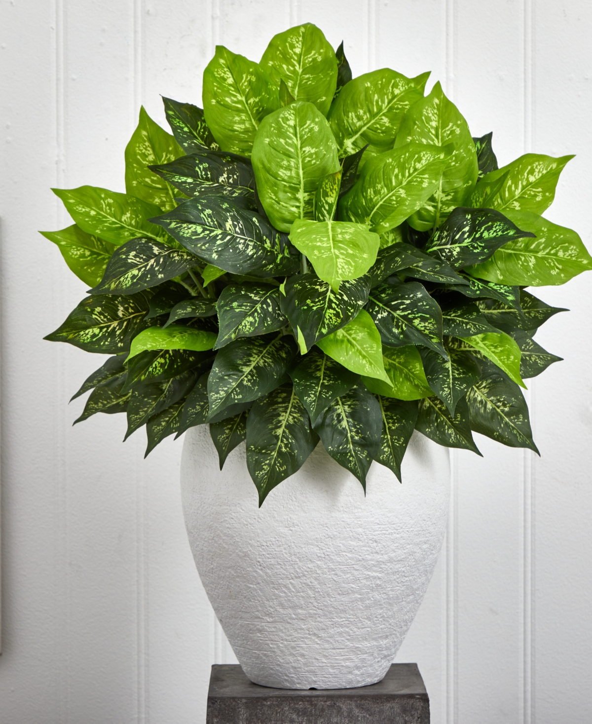 Nearly Natural Dieffenbachia Artificial Plant in White Planter