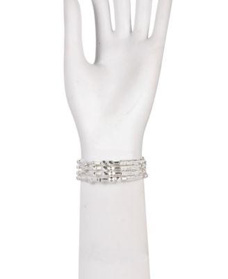 Style & Co Silver-Tone Beaded Multi-Row Coil Bracelet, Created For Macy ...