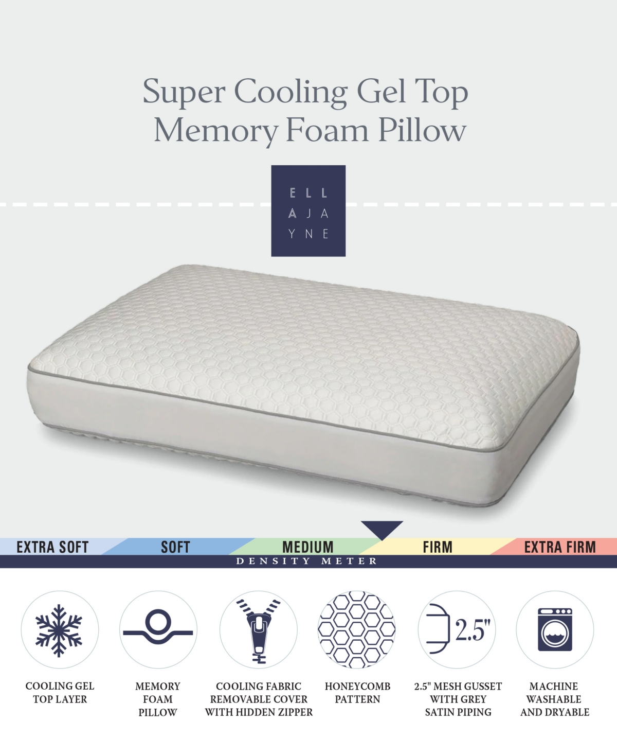 Super Cooling Gel Top Memory Foam Pillow - One Size